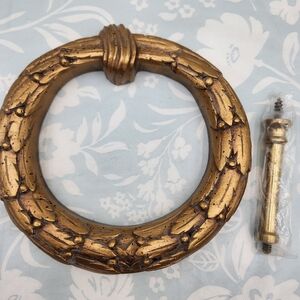 6.5" Vintage Hickory Manor Towel Ring wall Gold wood curtain tie back holder